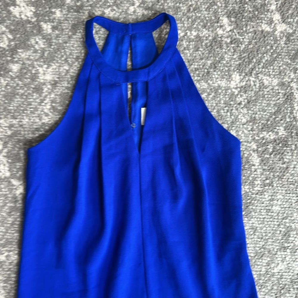Anthropologie Greylin Brand Cobalt Blue Sleeveless flutter Dress - Picture 3 of 16